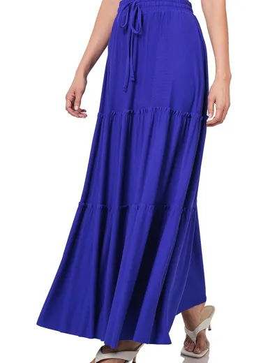 FINAL SALE Mia Tiered Ruffle Raw Hem Maxi Skirt