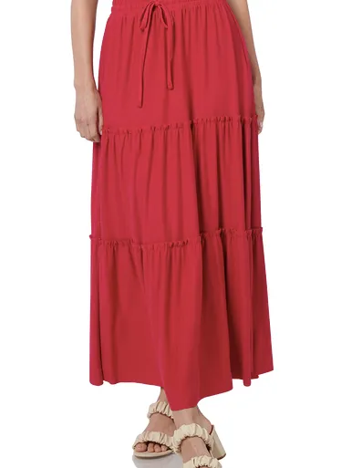 FINAL SALE Mia Tiered Ruffle Raw Hem Maxi Skirt