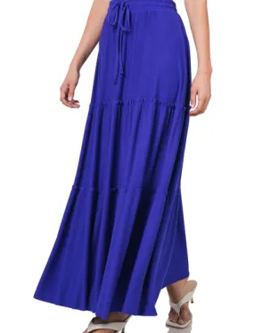 FINAL SALE Mia Tiered Ruffle Raw Hem Maxi Skirt