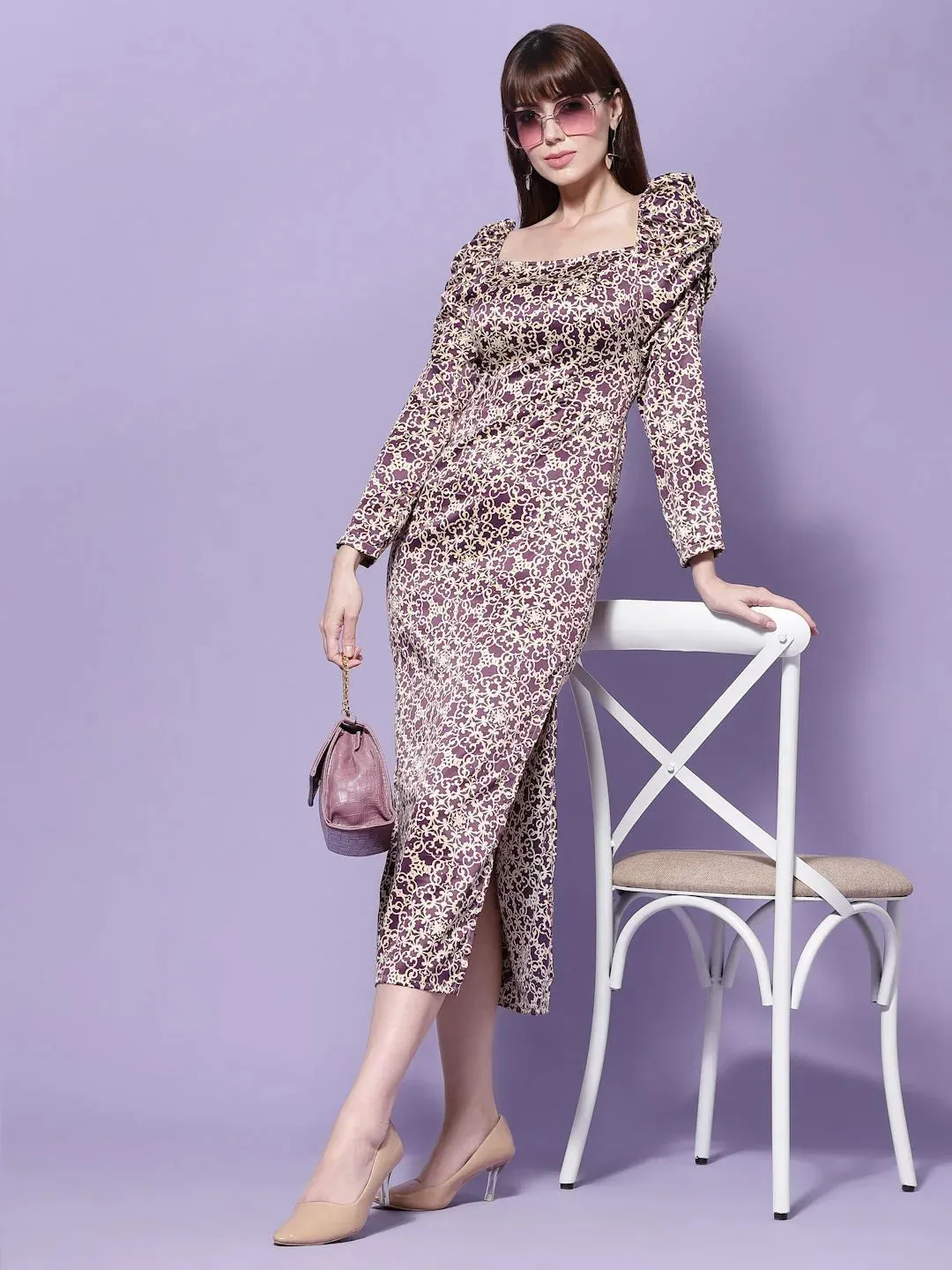 Flawless Women Printed Maxi Medium Slit Dress | CICELY