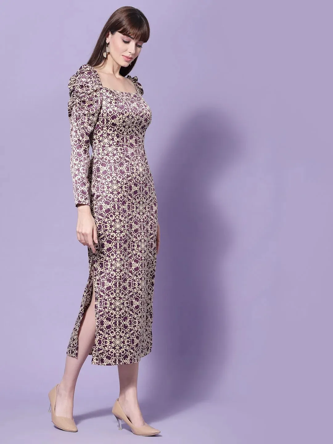 Flawless Women Printed Maxi Medium Slit Dress | CICELY
