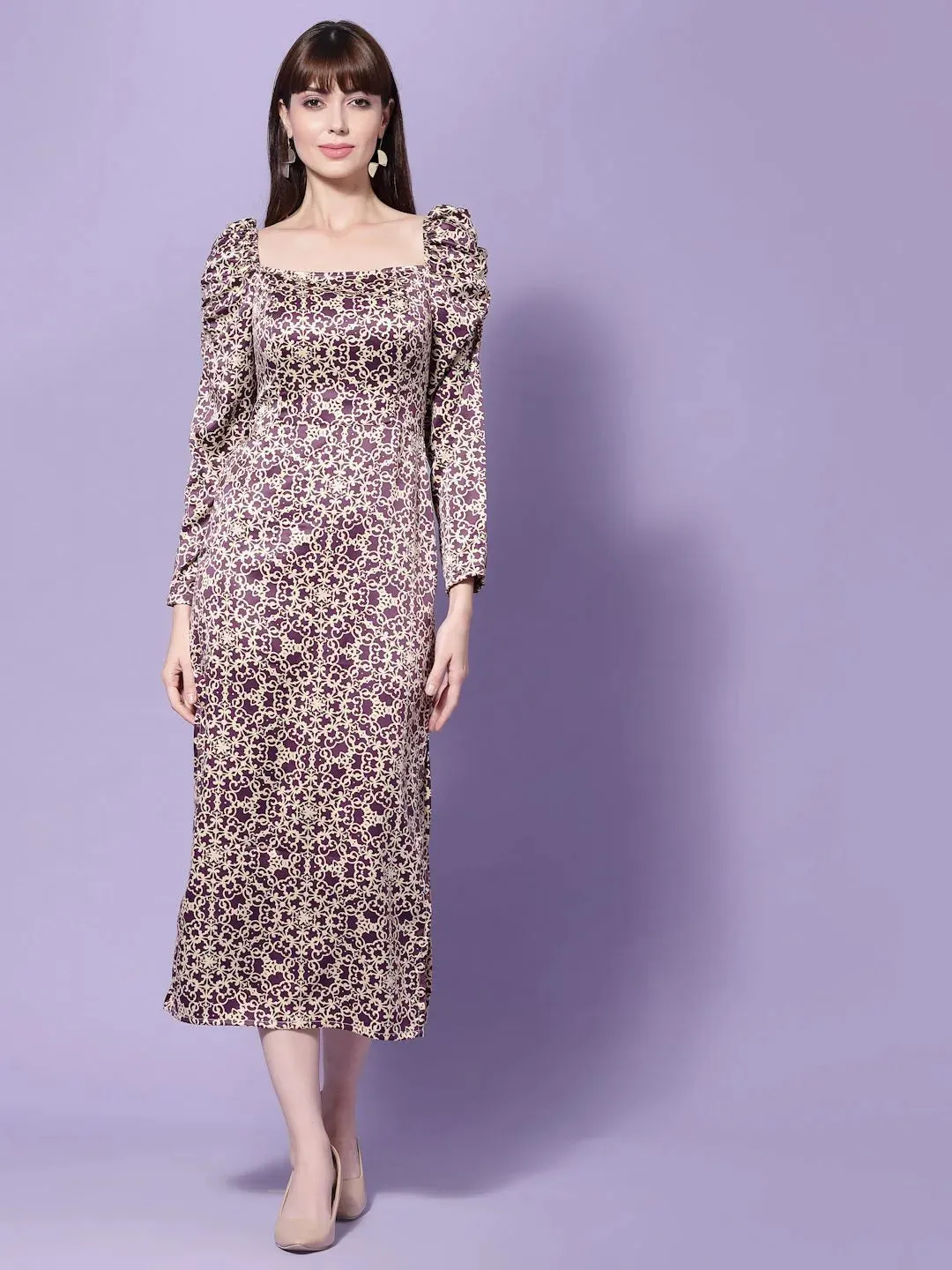 Flawless Women Printed Maxi Medium Slit Dress | CICELY