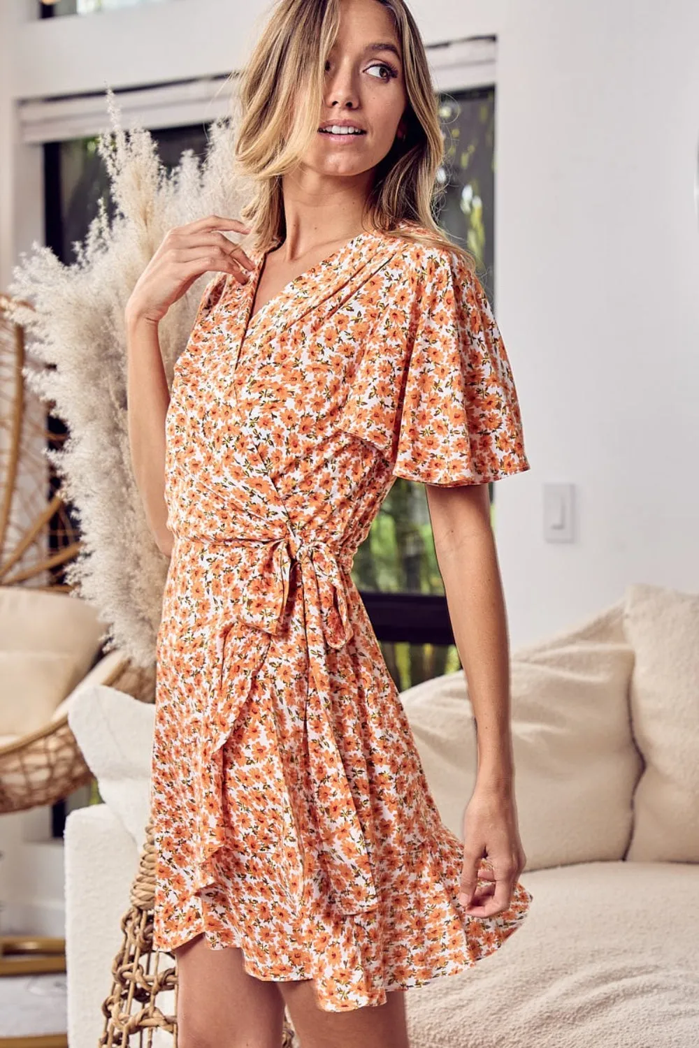 Floral Mini Wrap Dress