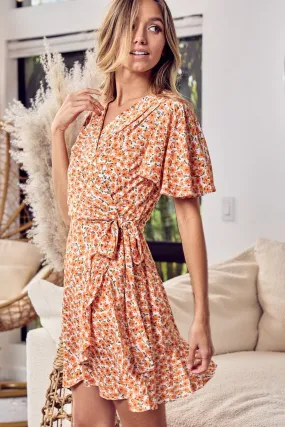 Floral Mini Wrap Dress