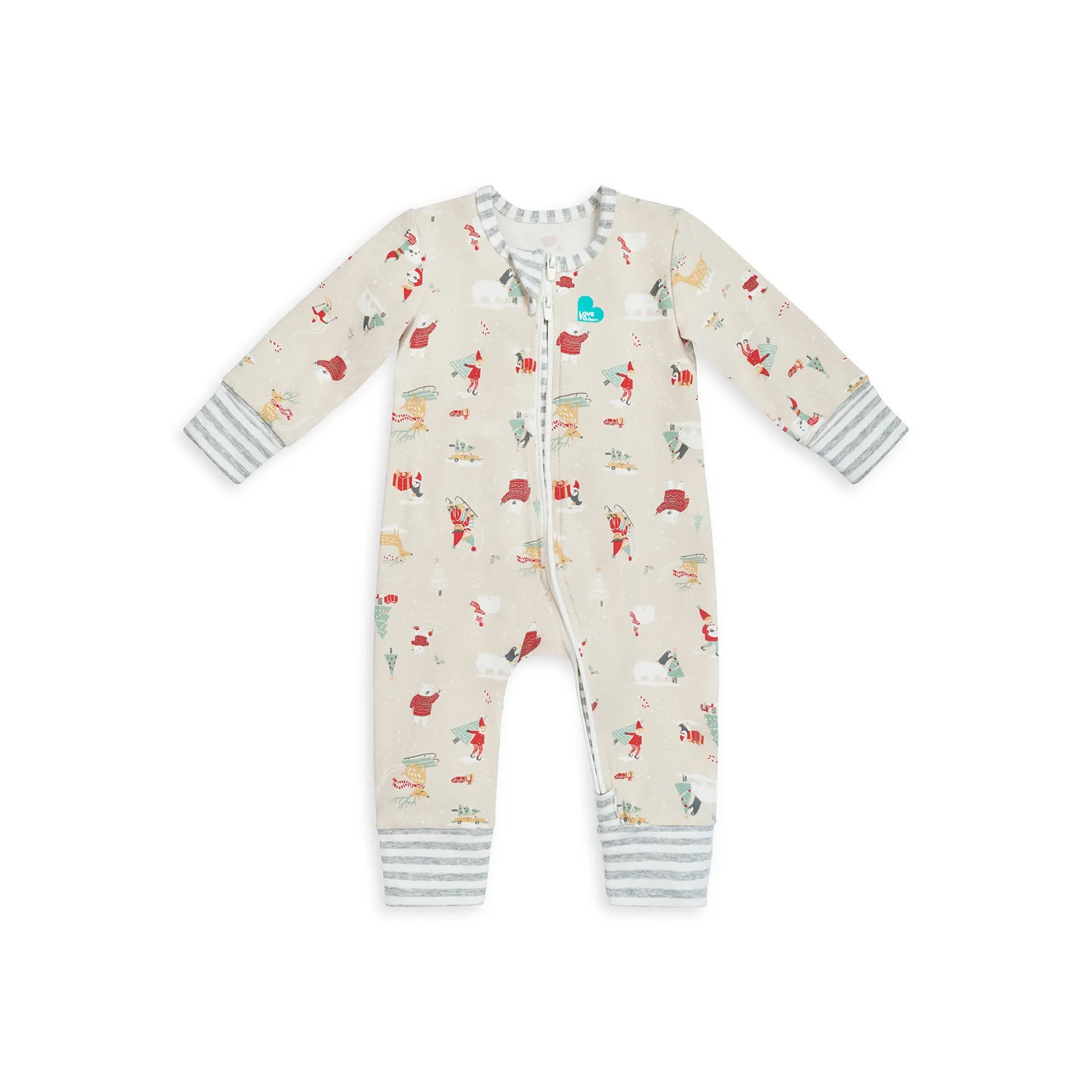 Footless Romper Cotton Beige Snow Party
