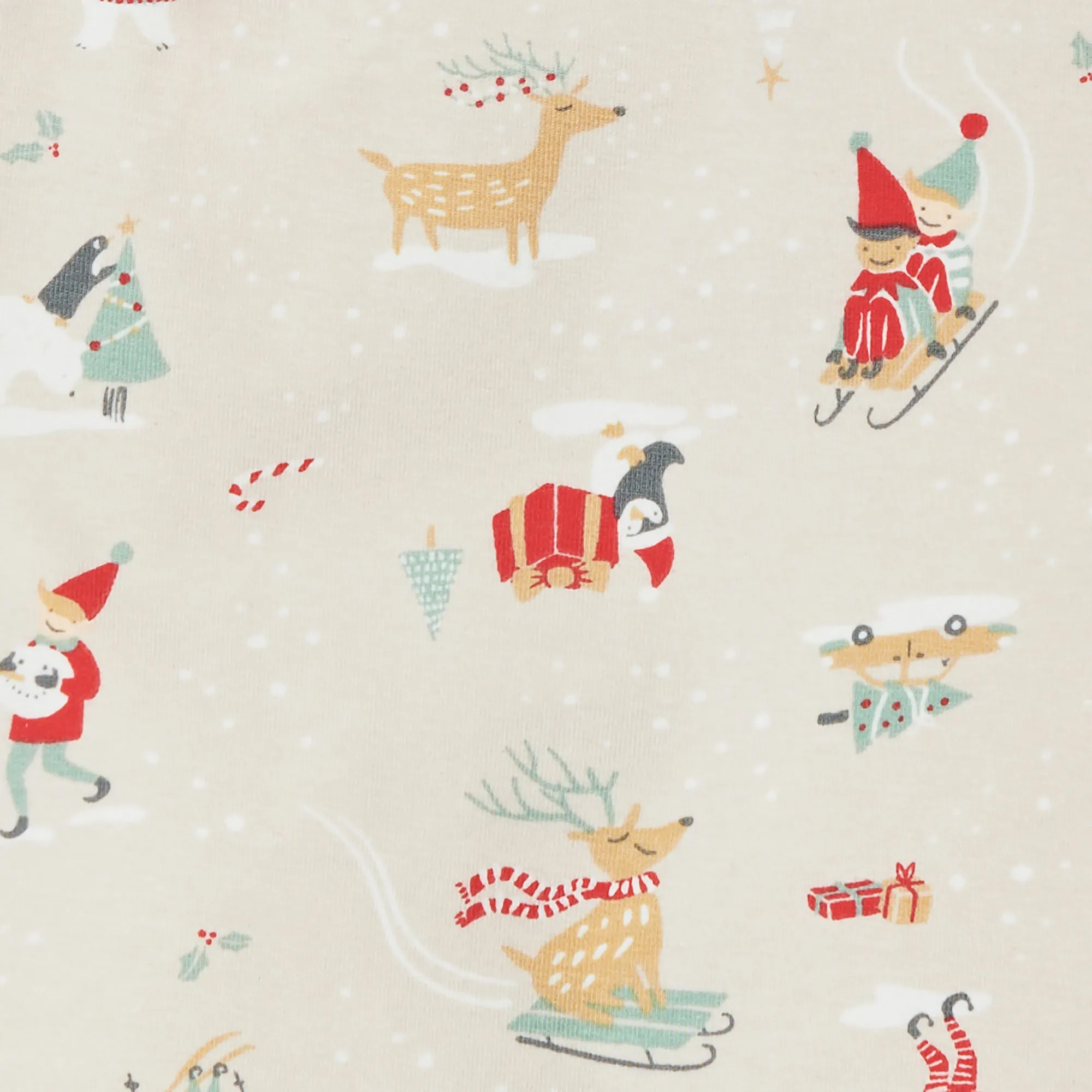 Footless Romper Cotton Beige Snow Party