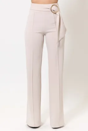 Gold Ring Belt Tie High Waist Pants
