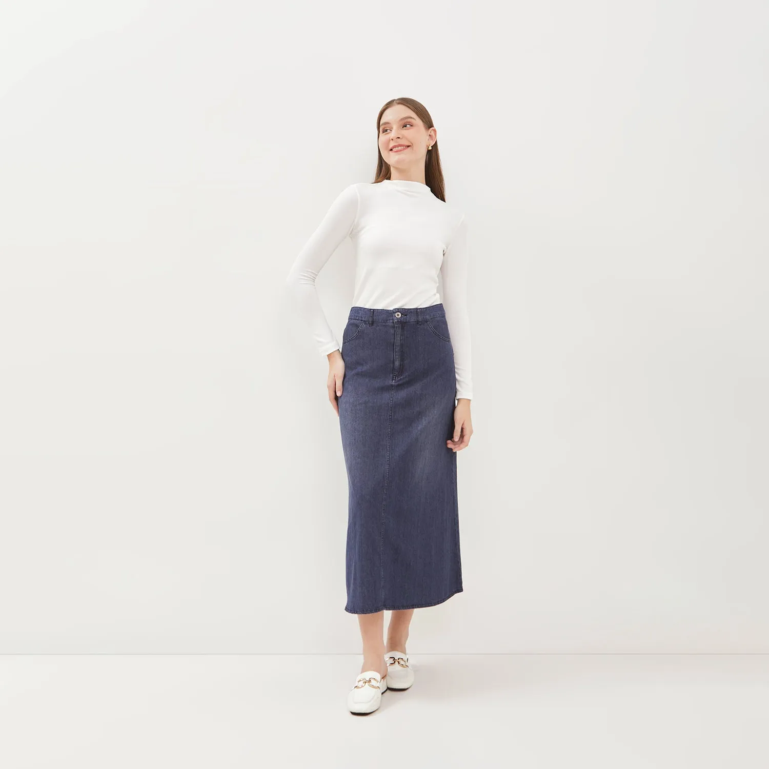 GRAPHIS Denim A-Line Maxi Skirt