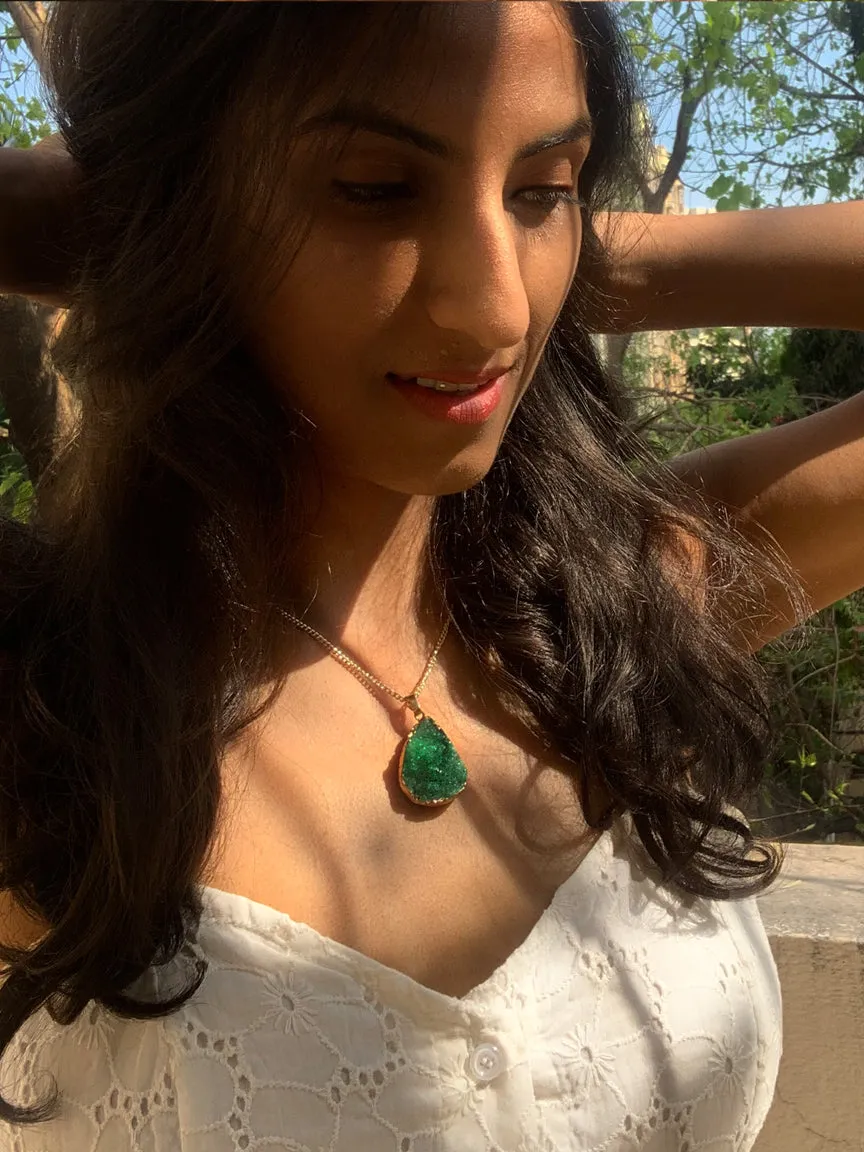 Green Druzy Pendant