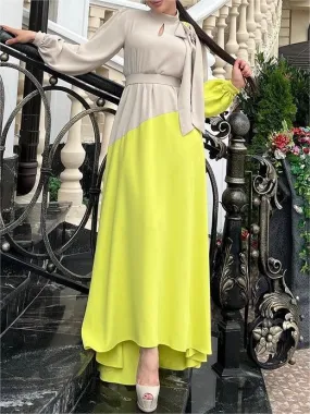 Half Gray And Half Yellow Dress