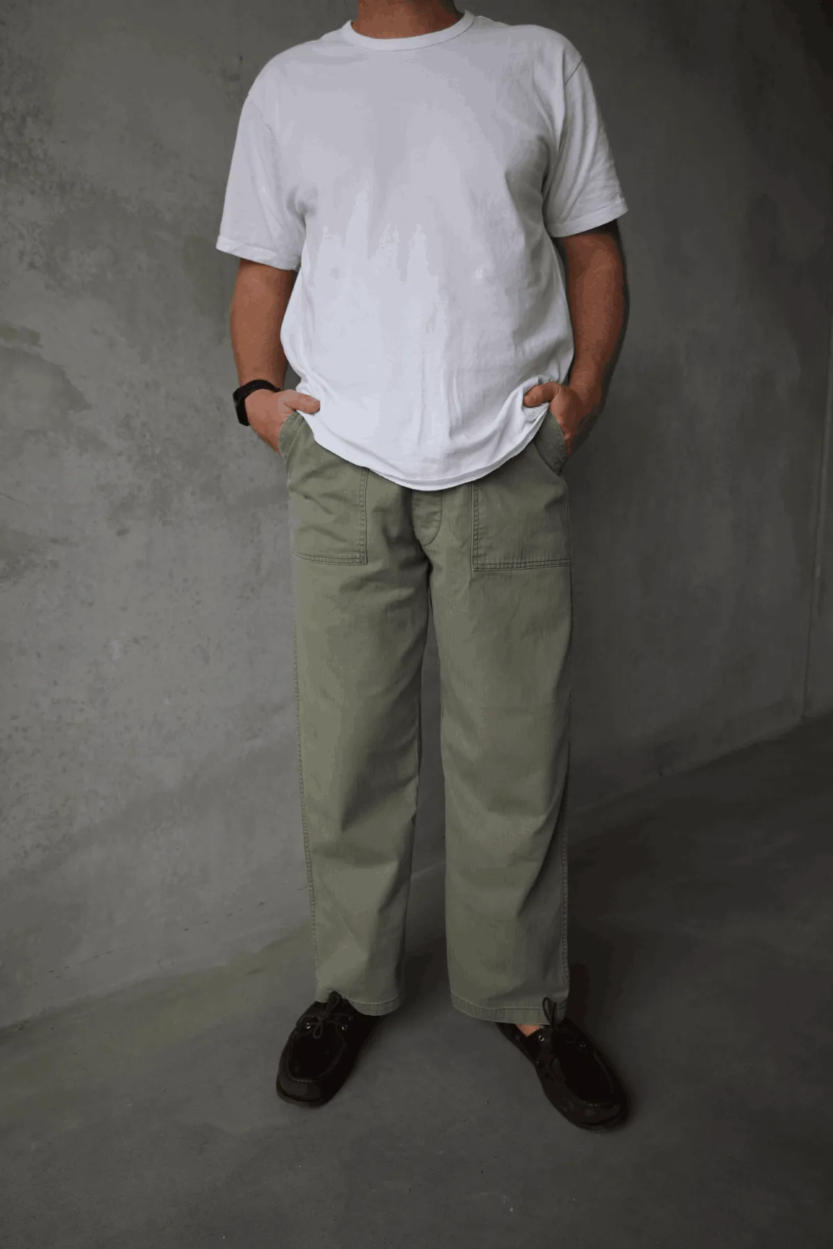 Herringbone Summer Fatigue Pants - Green
