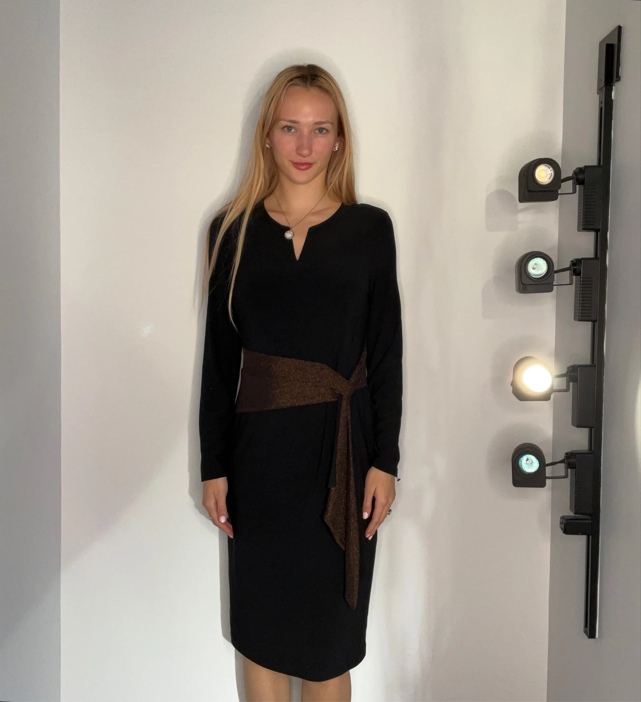 ILLUSION WRAP METALLIC DRESS