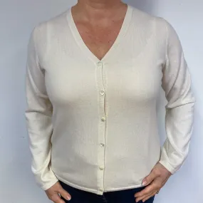 Ivory Cream V Neck Cashmere Cardigan Large