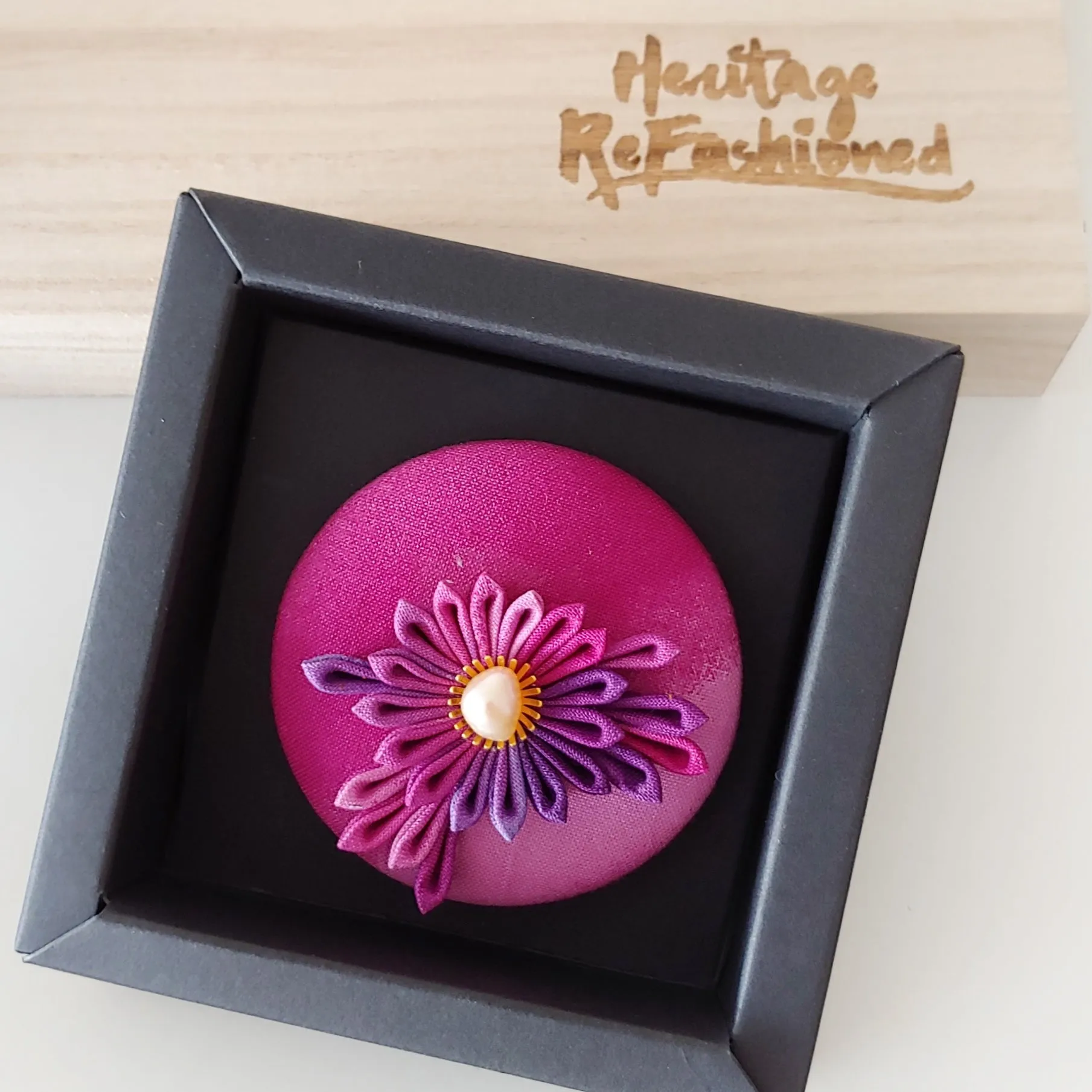 Kimono Silk Flower Hair Tie | Chrysanthemum purple & pinks