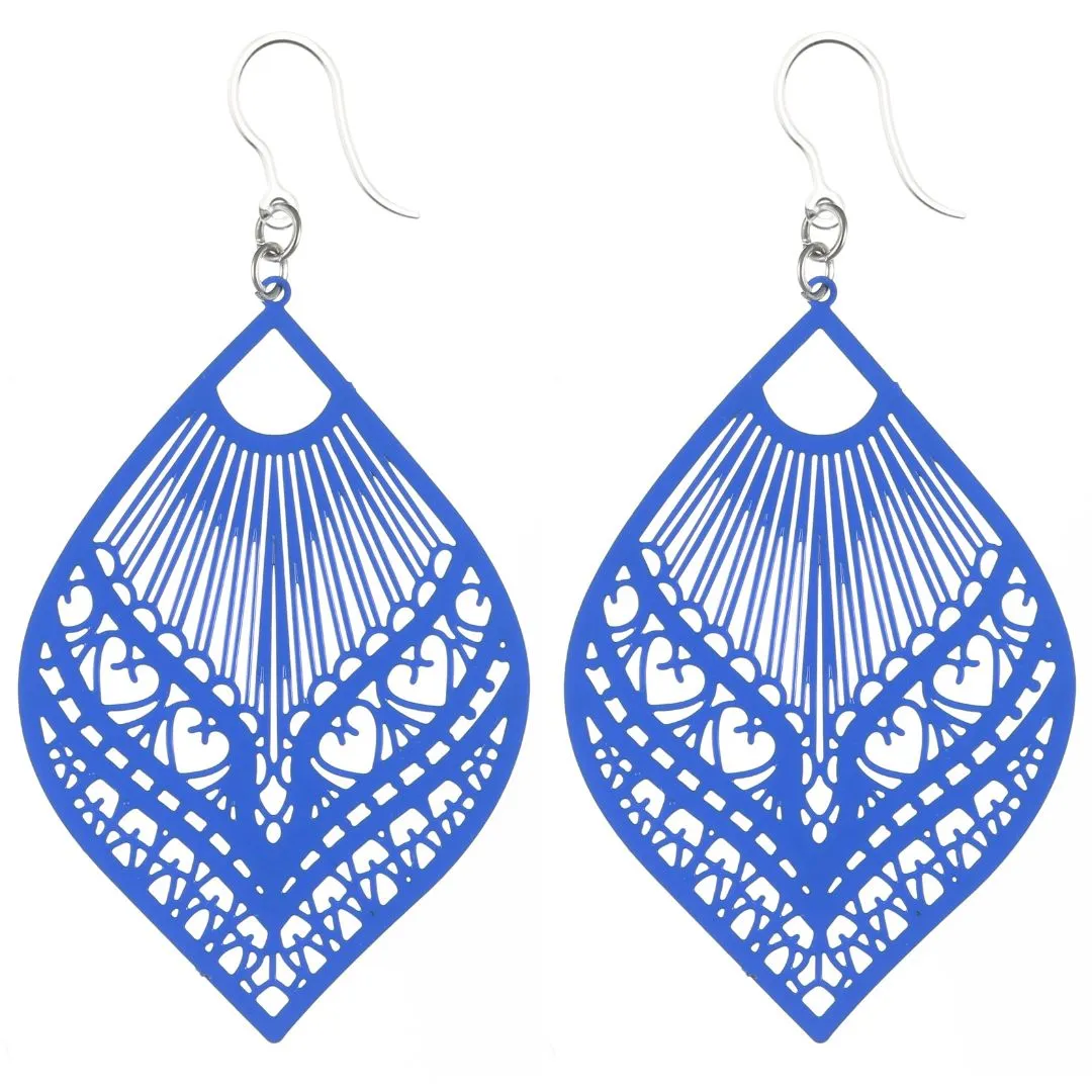 Large Peacock Dangles Hypoallergenic Earrings for Sensitive Ears Made with Plastic Posts