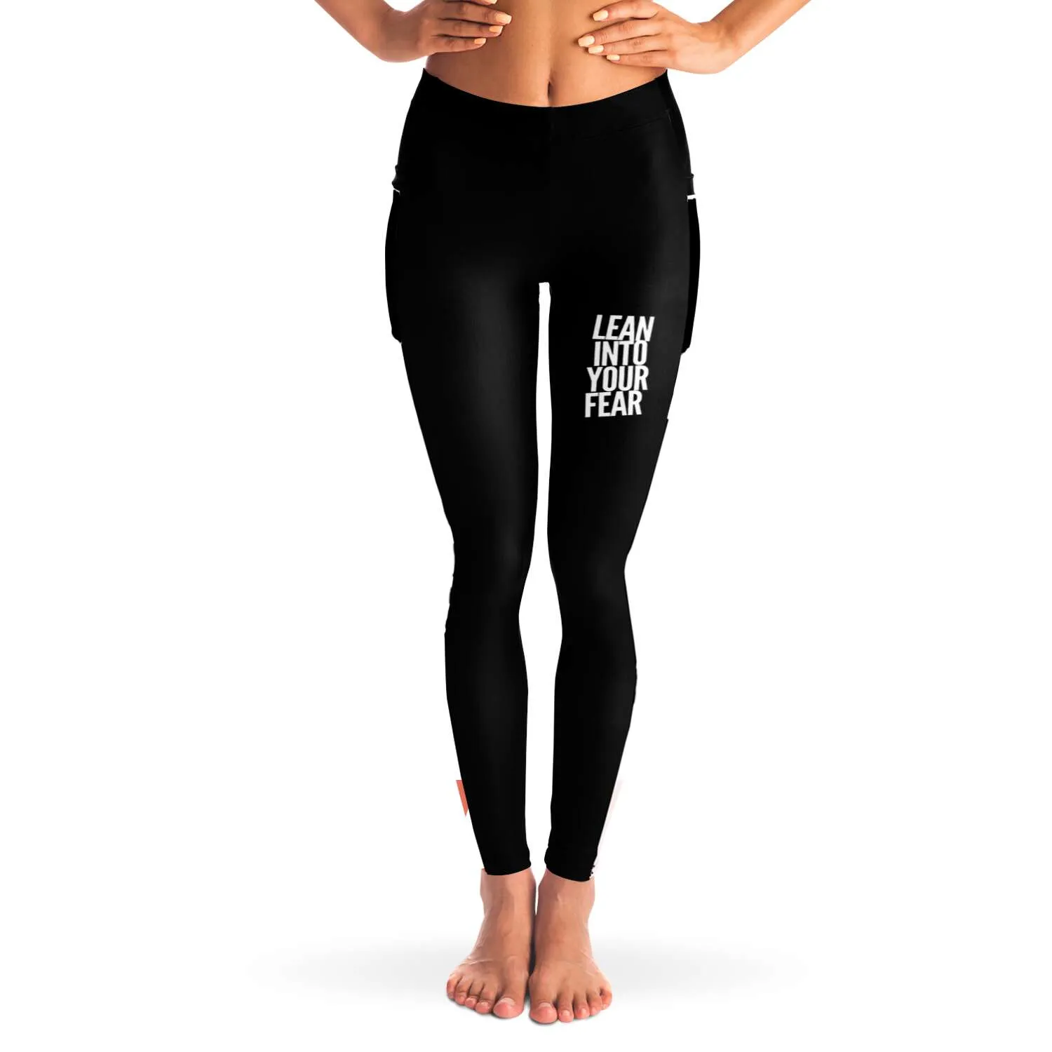 Lean Into Your Fear Mesh Panel Side Pockets Leggings (FWS)