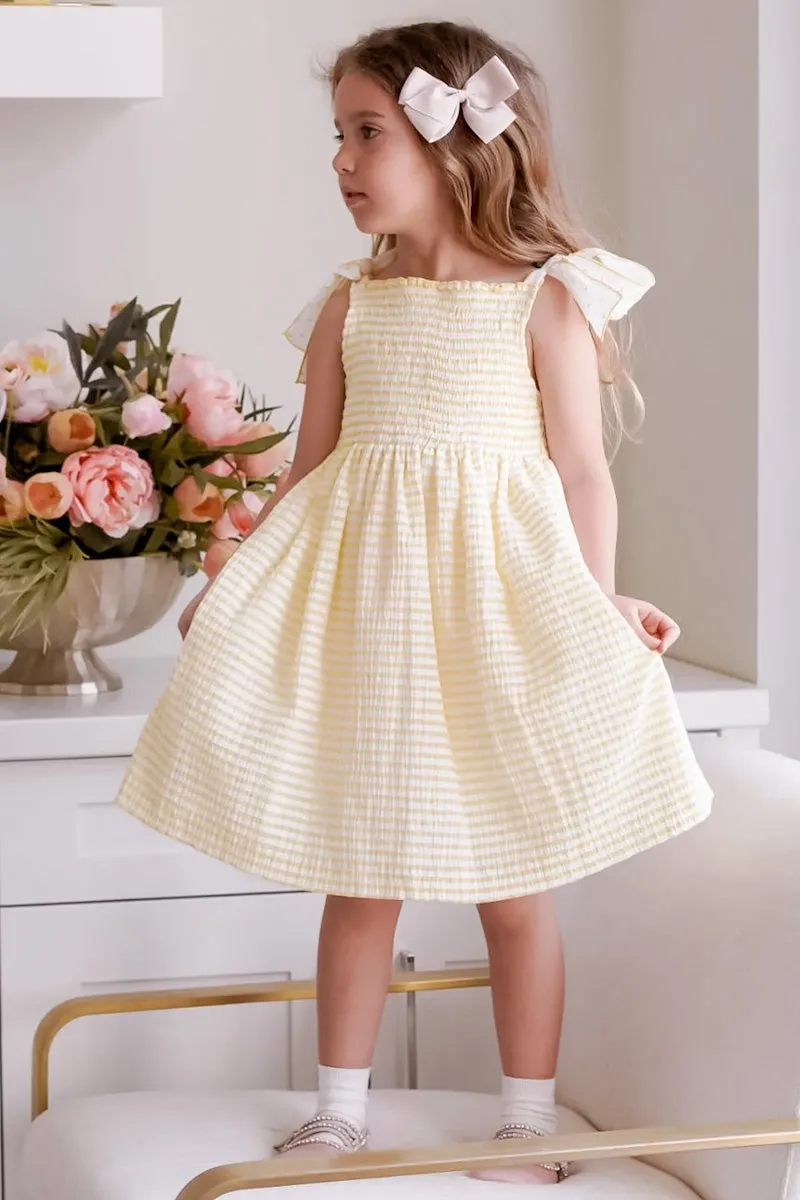 Lemon & White Seersucker Dress (2Y - 7Y)
