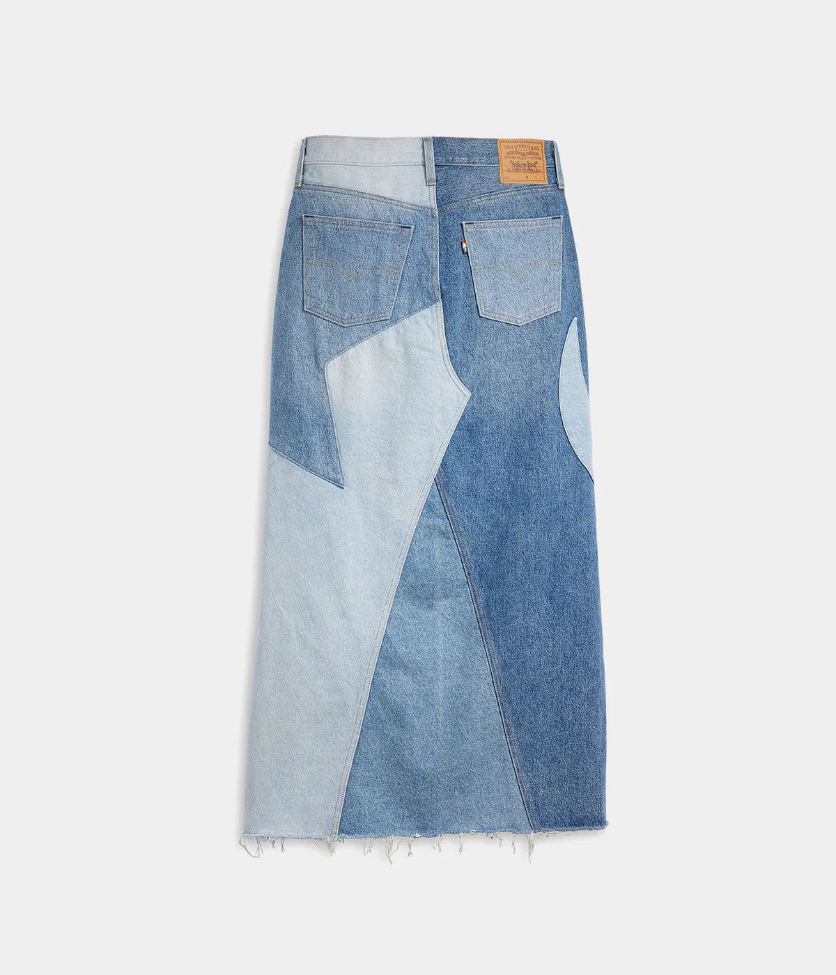 LEVI'S WOMENS PRIDE ICON LONG SKIRT A8395-0000 PATCHWORK DENIM