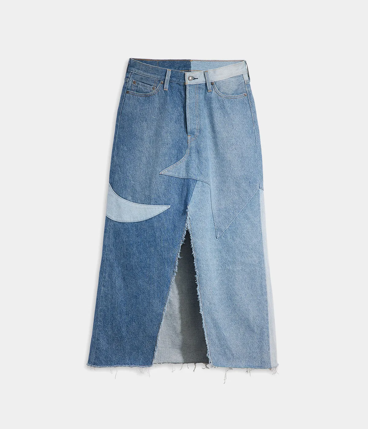 LEVI'S WOMENS PRIDE ICON LONG SKIRT A8395-0000 PATCHWORK DENIM