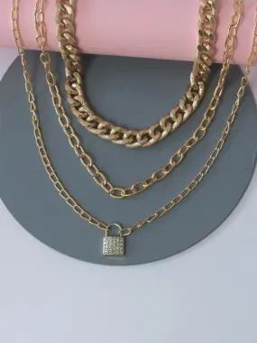 Lock Layered Necklace Set