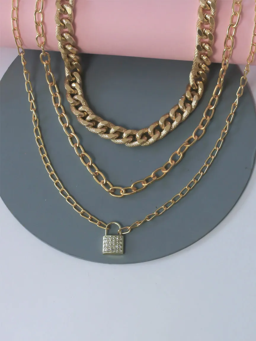 Lock Layered Necklace Set