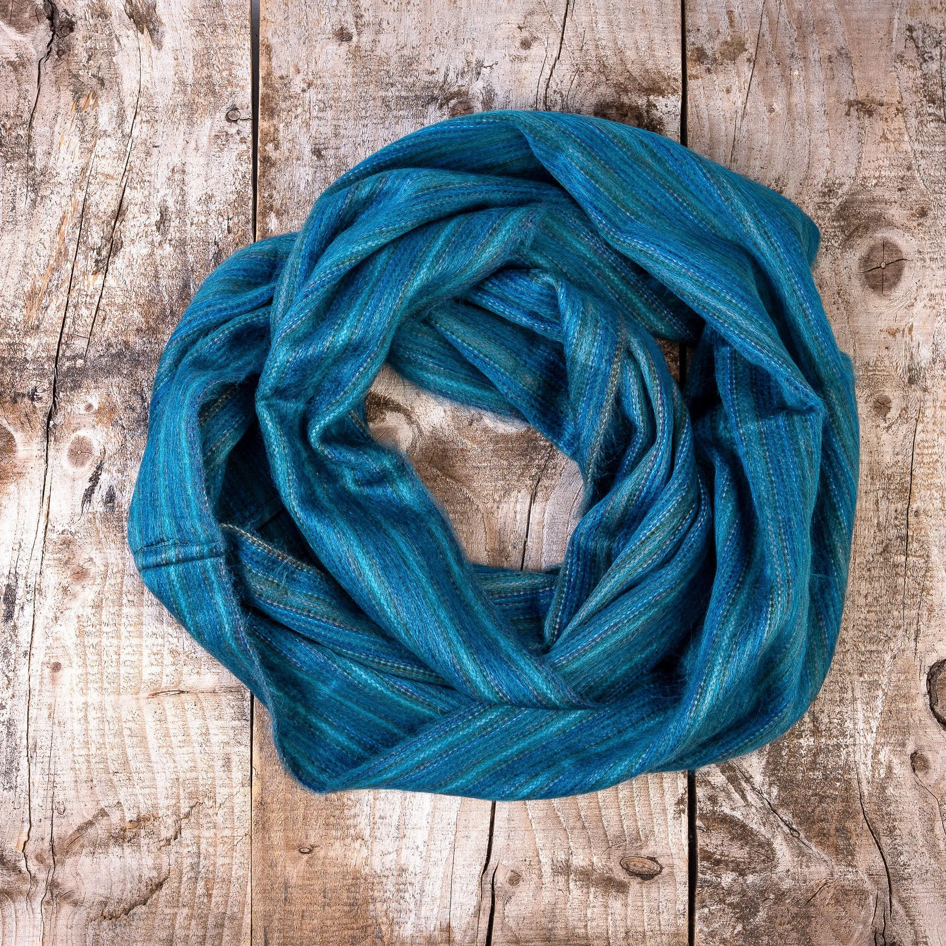 Lush Alpaca Wool Oversized Infinity Scarf (Blue)