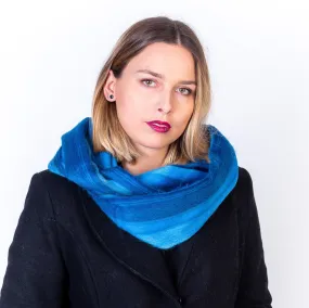 Lush Alpaca Wool Oversized Infinity Scarf (Blue)