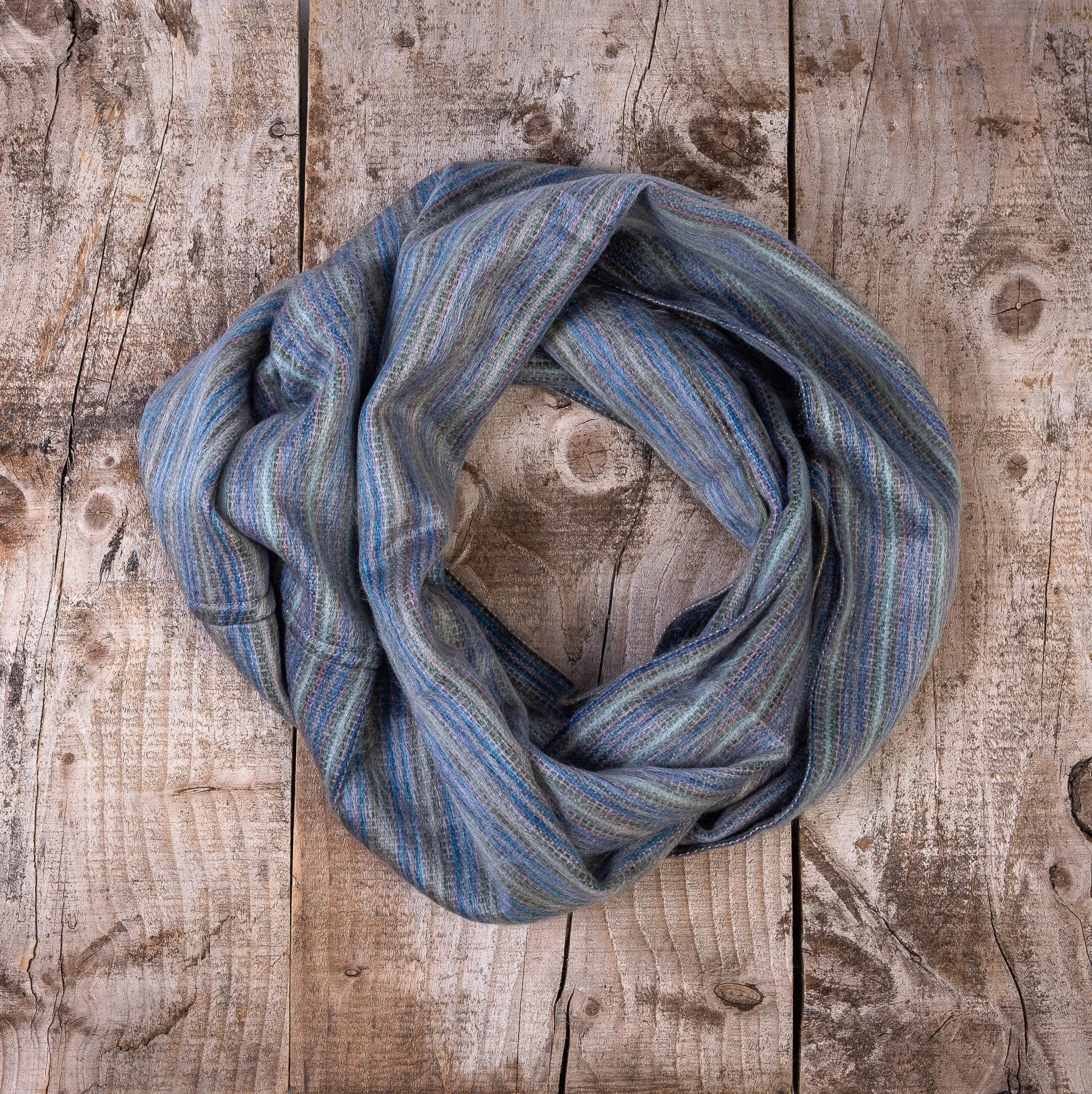 Lush Alpaca Wool Oversized Infinity Scarf (Blue)