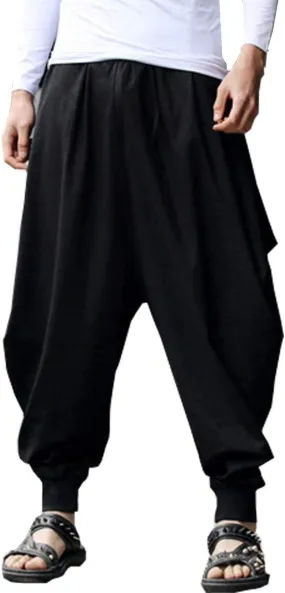 Men'S Harem Pants Loose Stretchy Waist Casual Hippie Trousers