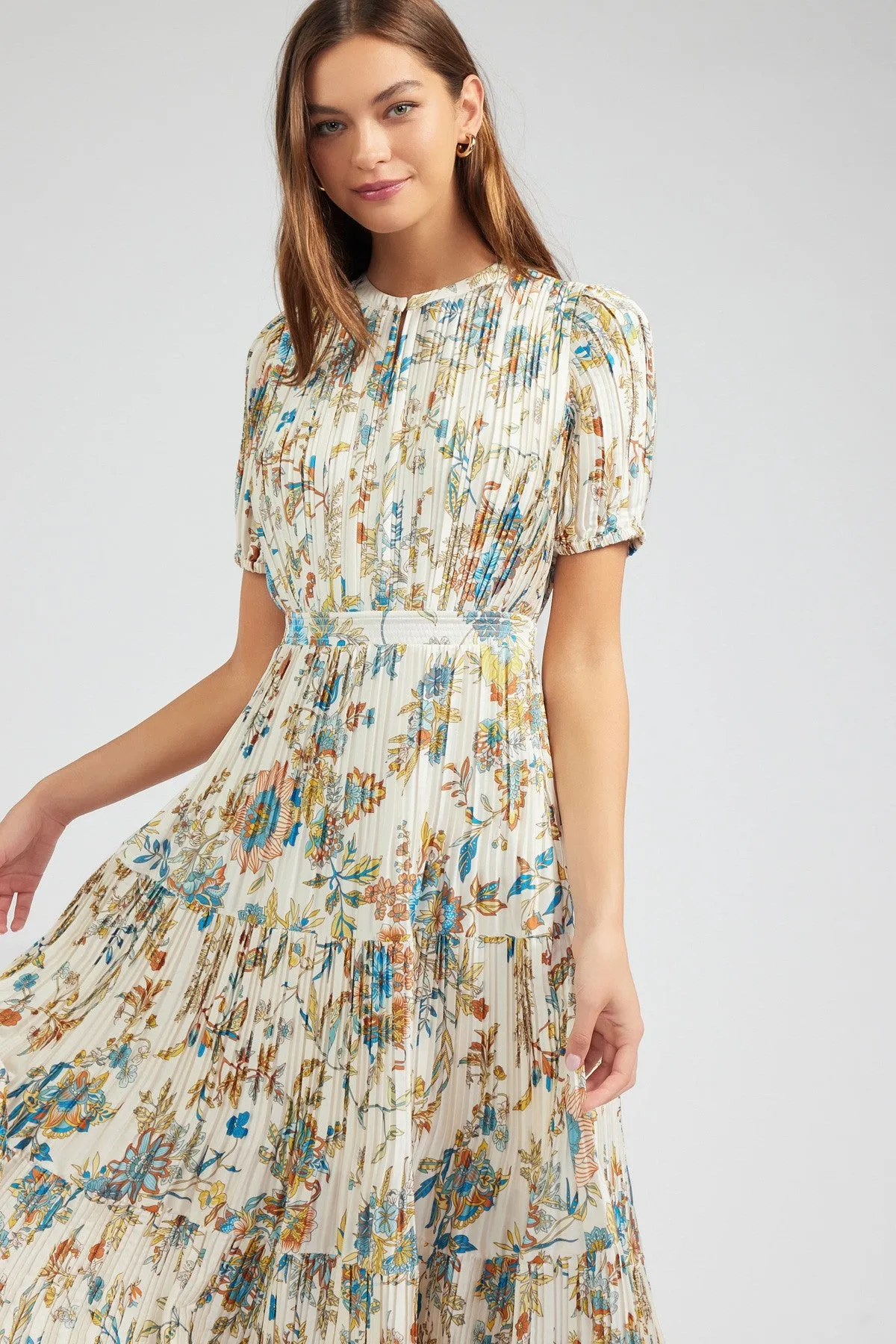 Millefleur Pleated Maxi Dress