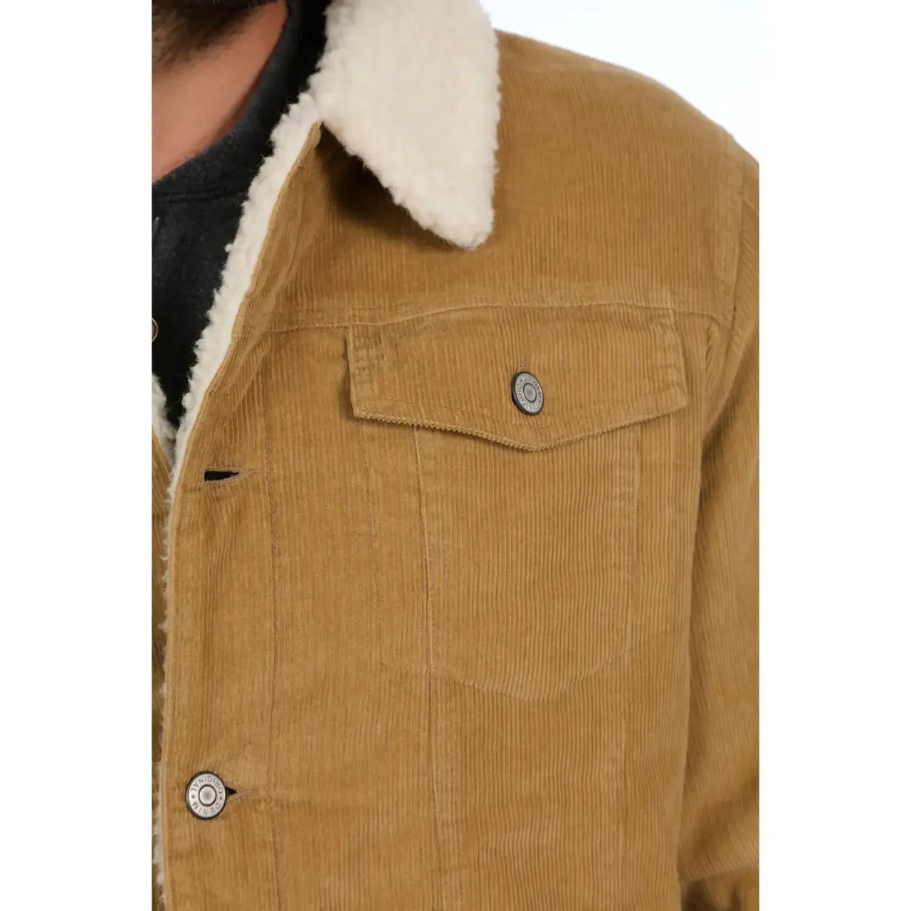Miners Clothing Company Tan Corduroy Shearling Lined Trucker Jacket