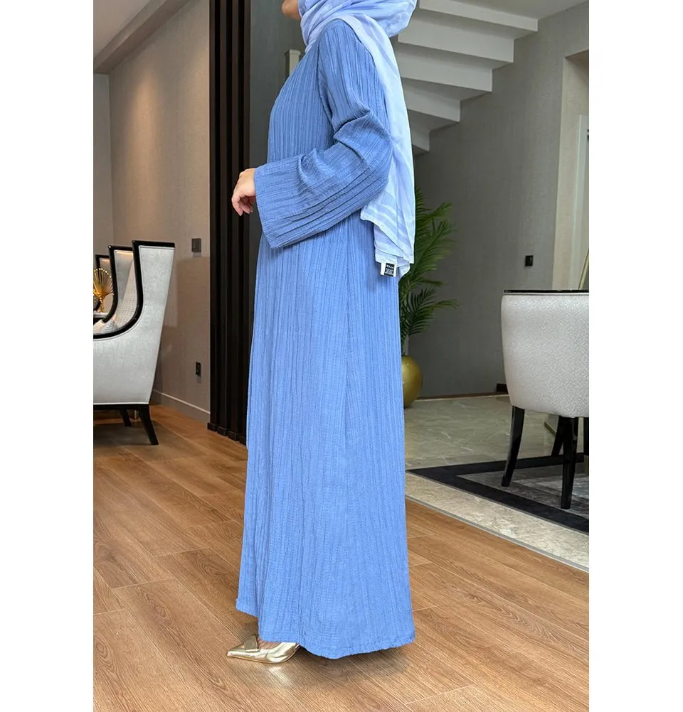 Modest Muslim Women’s Knitted Two Piece Abaya - Blue