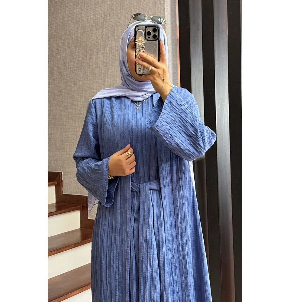 Modest Muslim Women’s Knitted Two Piece Abaya - Blue