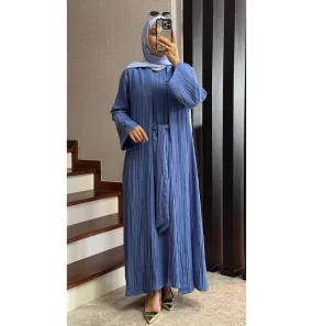 Modest Muslim Women’s Knitted Two Piece Abaya - Blue