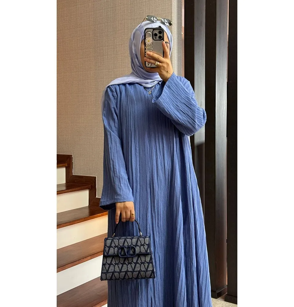 Modest Muslim Women’s Knitted Two Piece Abaya - Blue