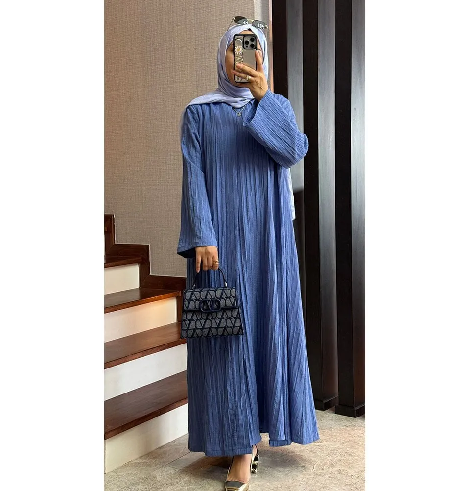 Modest Muslim Women’s Knitted Two Piece Abaya - Blue