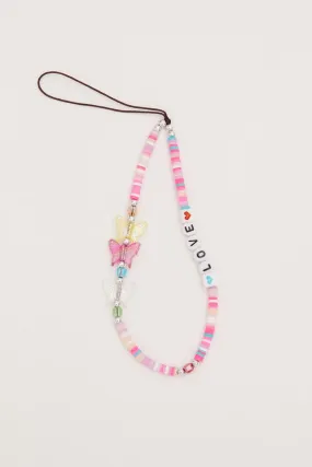 Multi Butterfly And Love Phone Chain