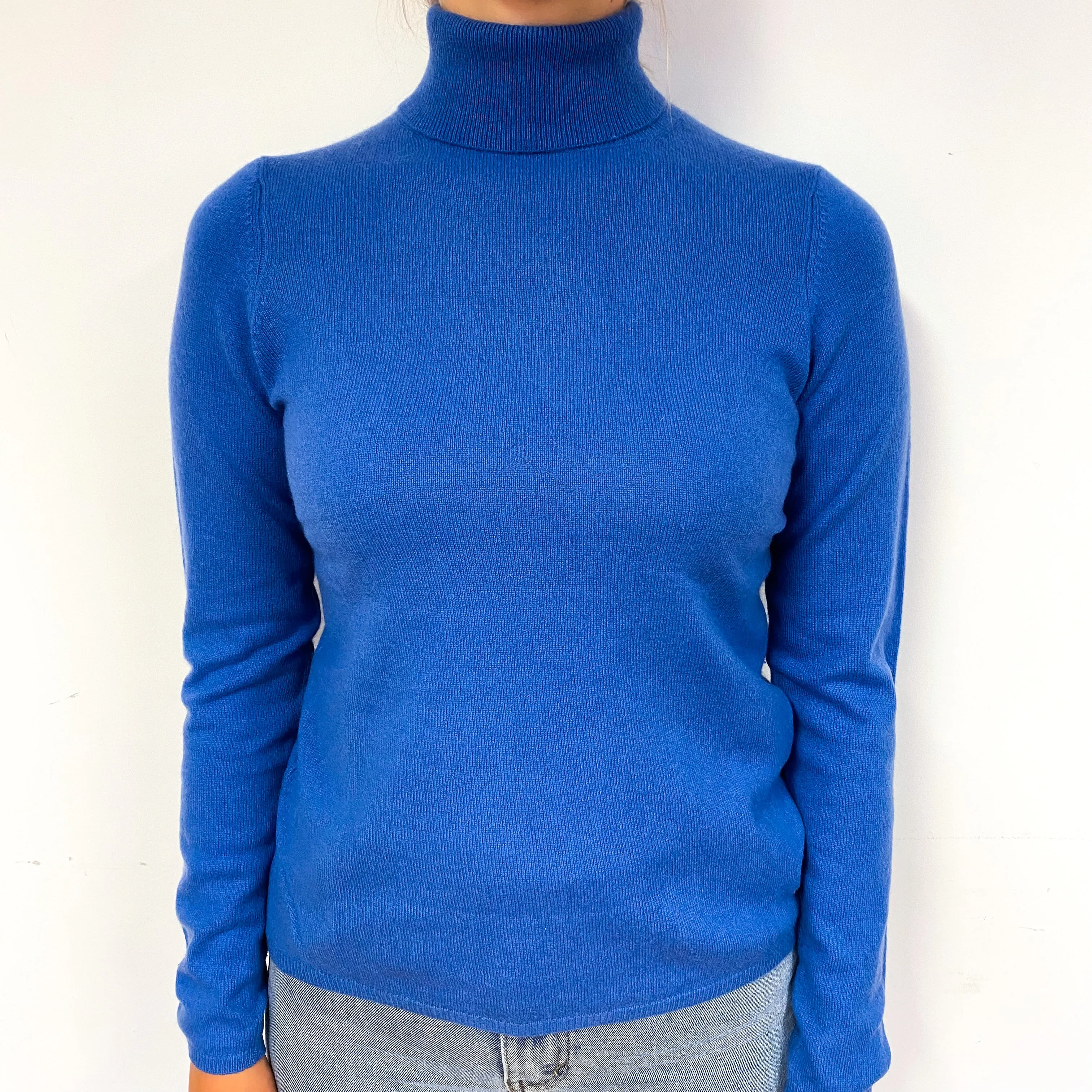 Naval Blue Cashmere Polo Neck Jumper Small