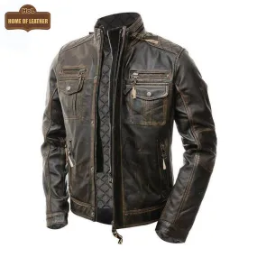 New M036 Multi Zipper Distressed Casual Wear Biker  Men's Jacket