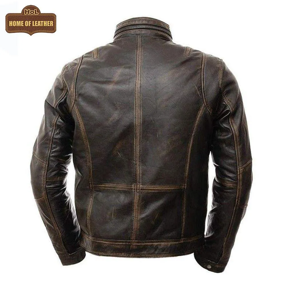 New M036 Multi Zipper Distressed Casual Wear Biker  Men's Jacket
