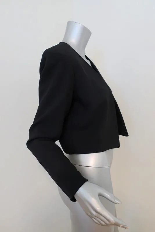 Nicole Miller Cropped Jacket Black Crepe Open-Front Size 6 NEW