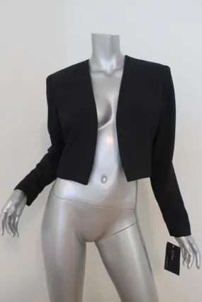Nicole Miller Cropped Jacket Black Crepe Open-Front Size 6 NEW