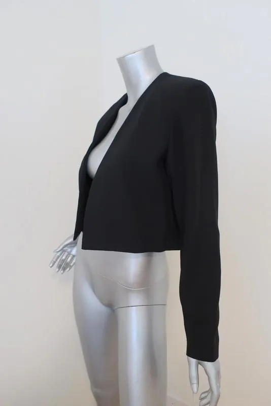 Nicole Miller Cropped Jacket Black Crepe Open-Front Size 6 NEW