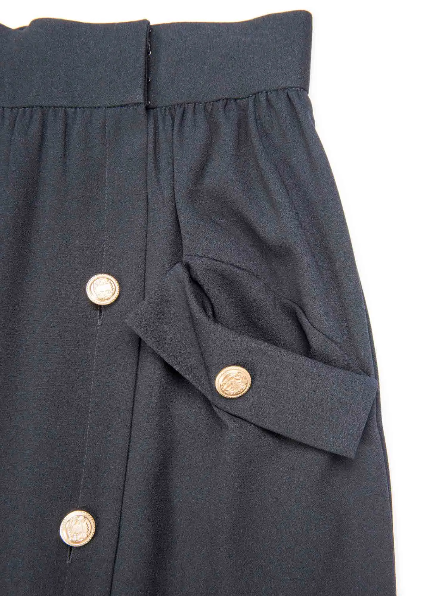 Oscar De La Renta Vintage Buttoned Maxi Skirt Black Gold