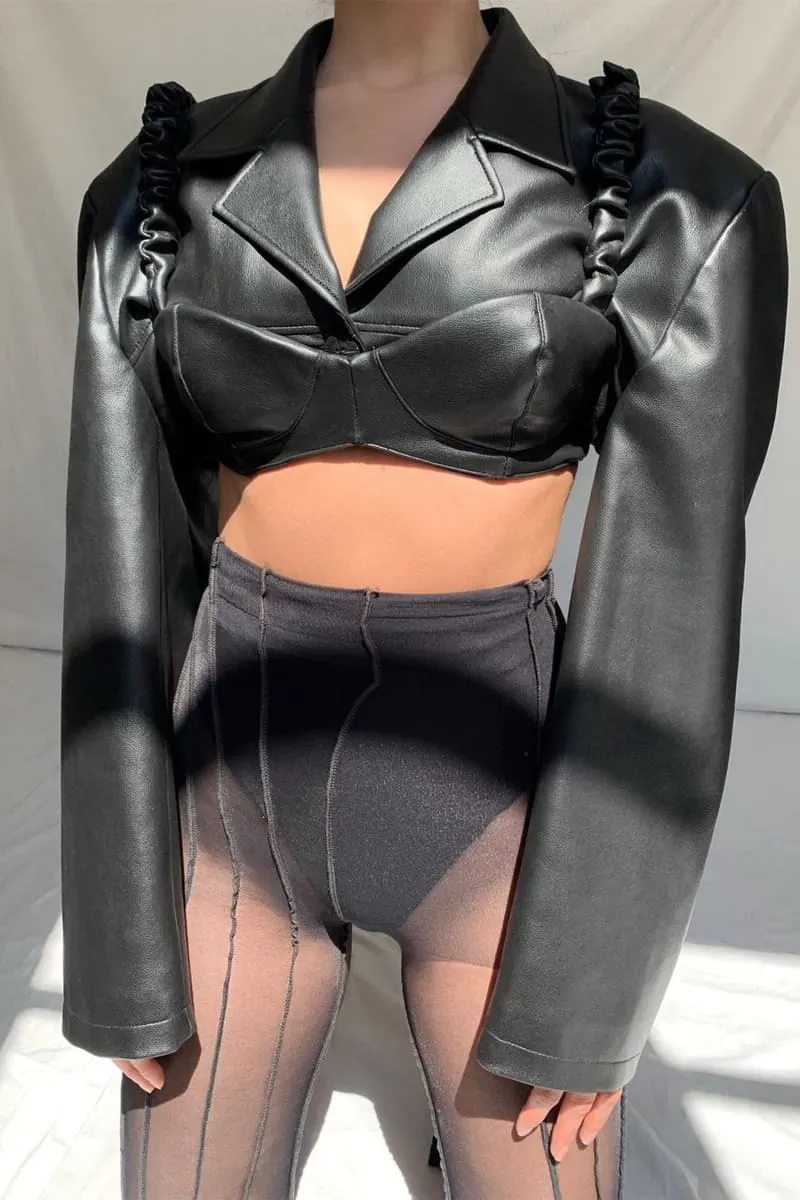 Oversized Cropped Leather Jacket