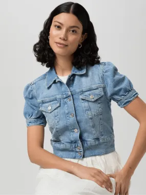 Paige Women's KENDRA Short Sleeved Denim Jacket In Blue 8645635-B187 Col WB187