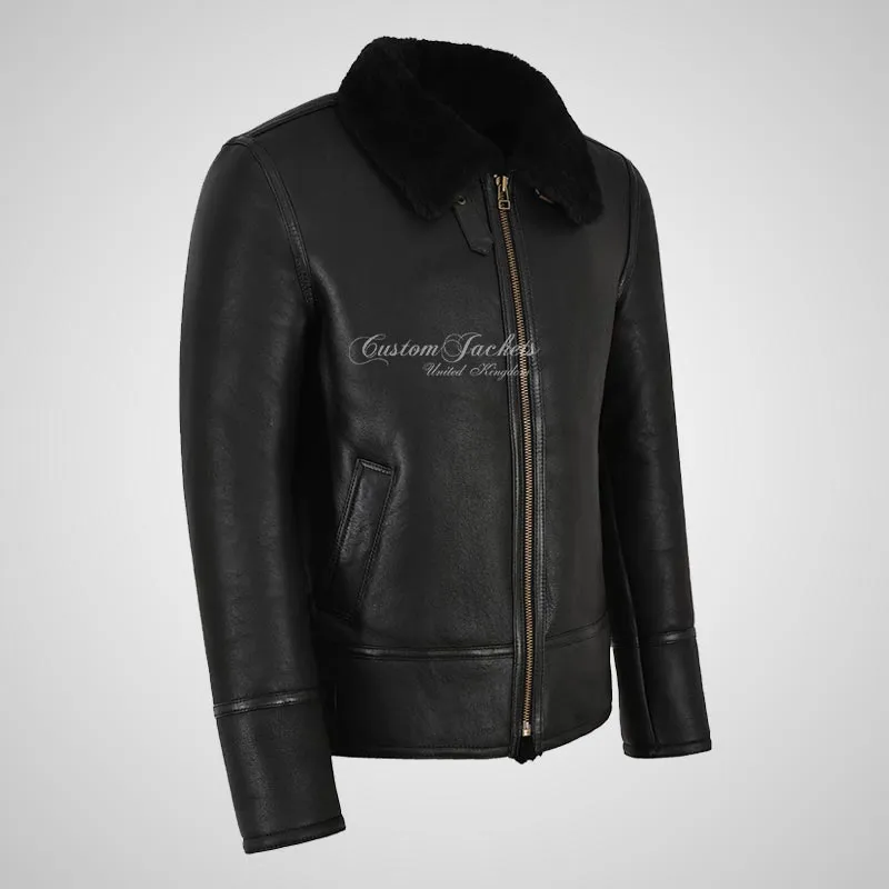 PEDLAR  Sheepskin Aviator Jacket Black