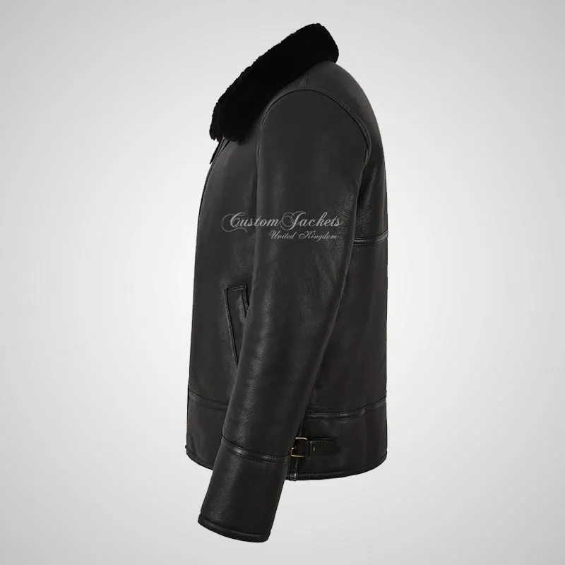 PEDLAR  Sheepskin Aviator Jacket Black