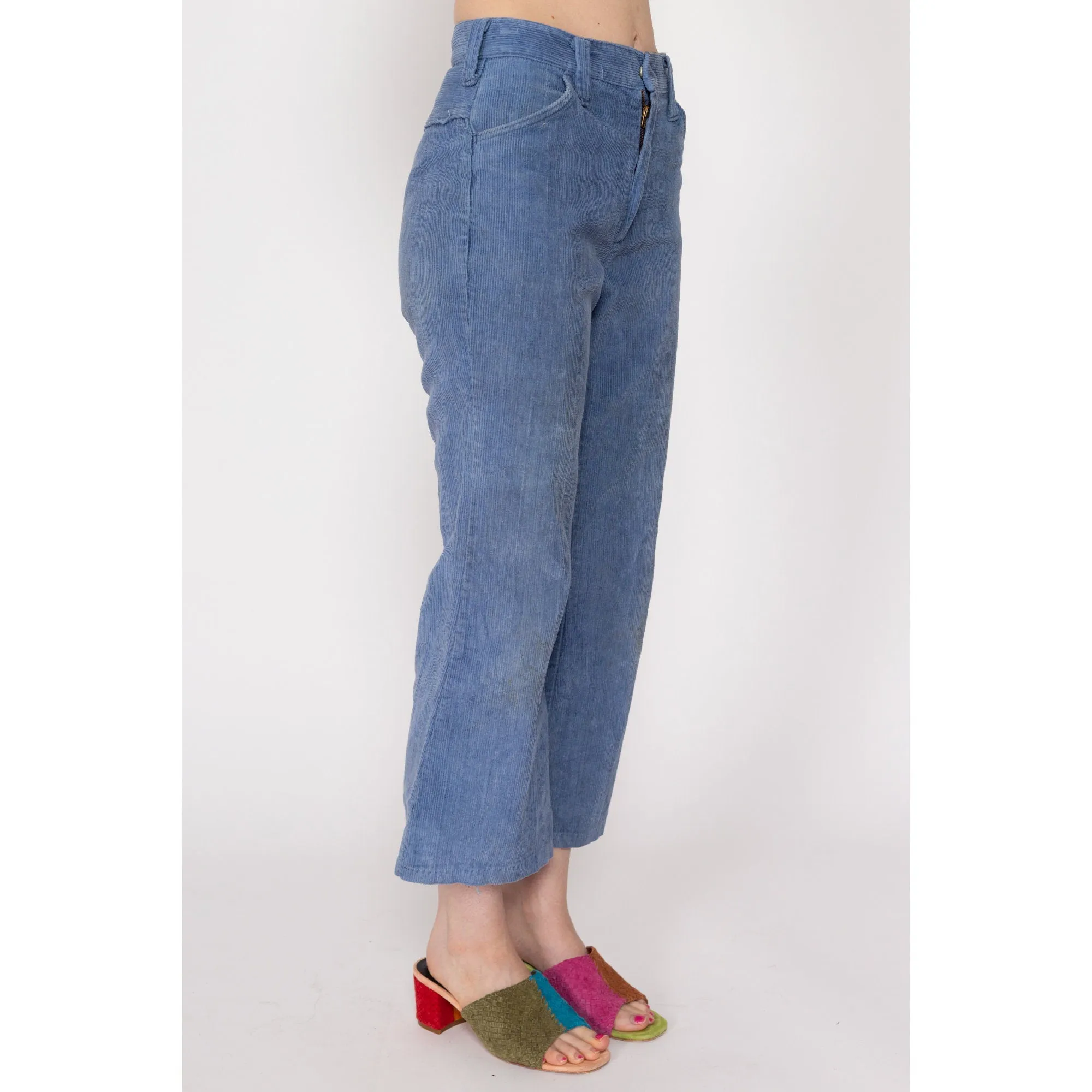 Petite XS 70s Blue Corduroy Kick Flare Pants