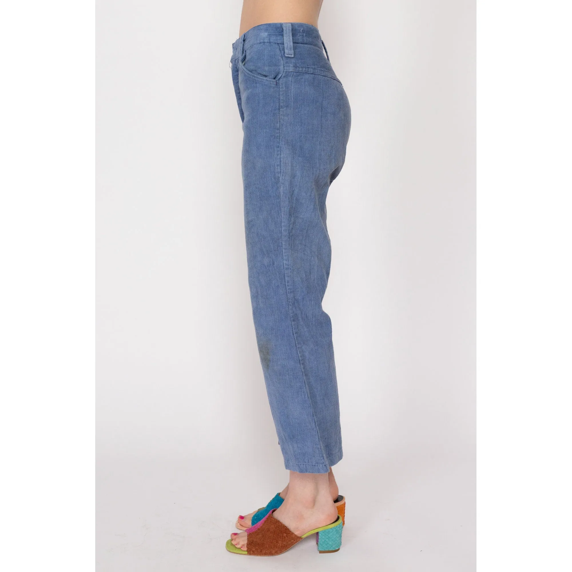 Petite XS 70s Blue Corduroy Kick Flare Pants